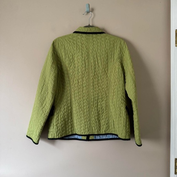 90s Quilted Lightweight Jacket Chartreuse Green Black Medium - Picture 5 of 8